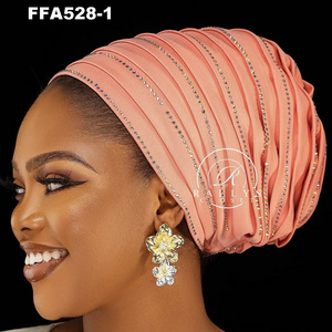 2023 new designs of nigeria headtie auto gele Stoned Aso Oke Ready Made Gele