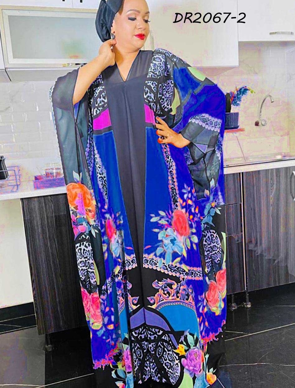 African plus size  women's wear Turkey women's high-quality printed dress coat two-piece set