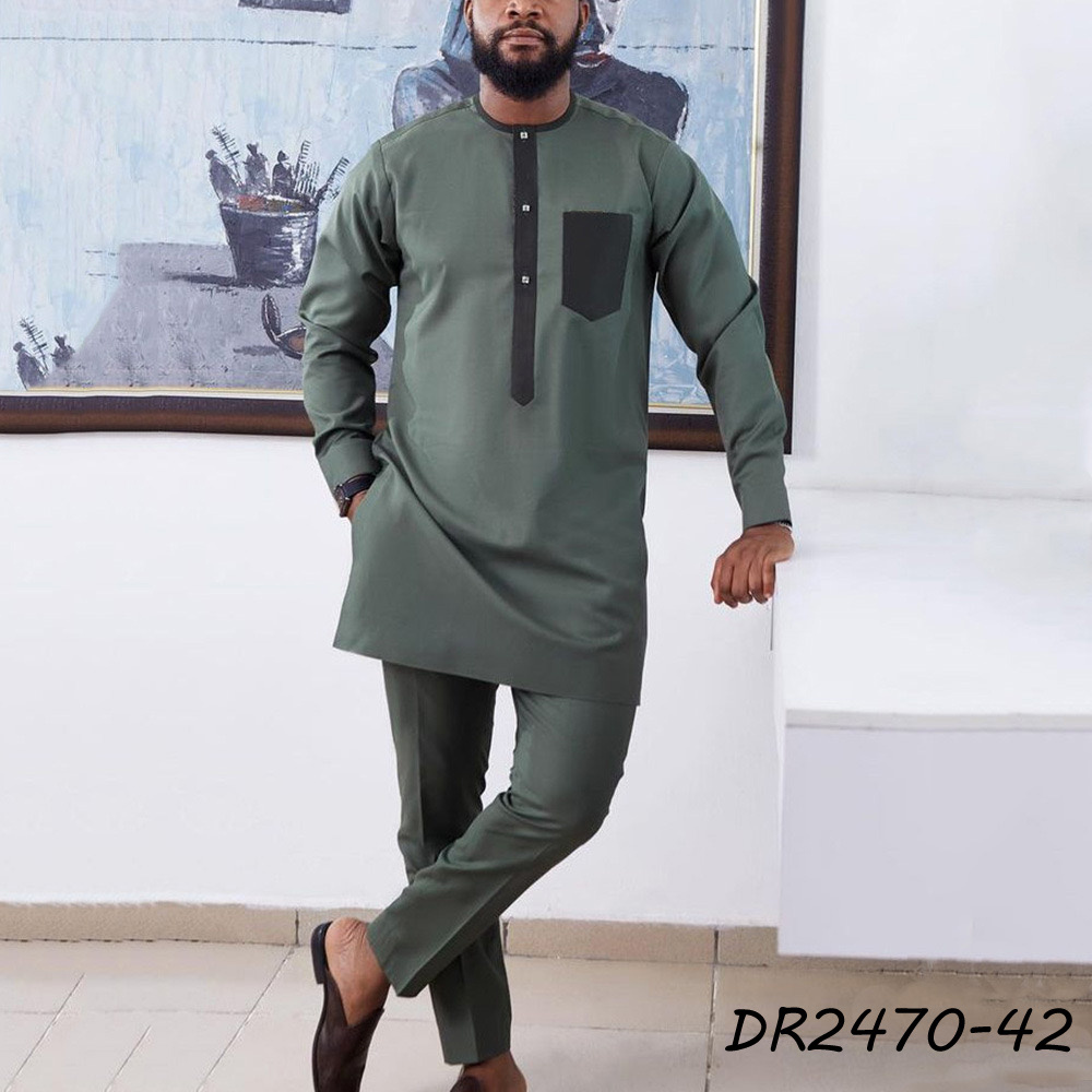 Best Quality Fashion Design mens african dashiki shirts and pants set for men