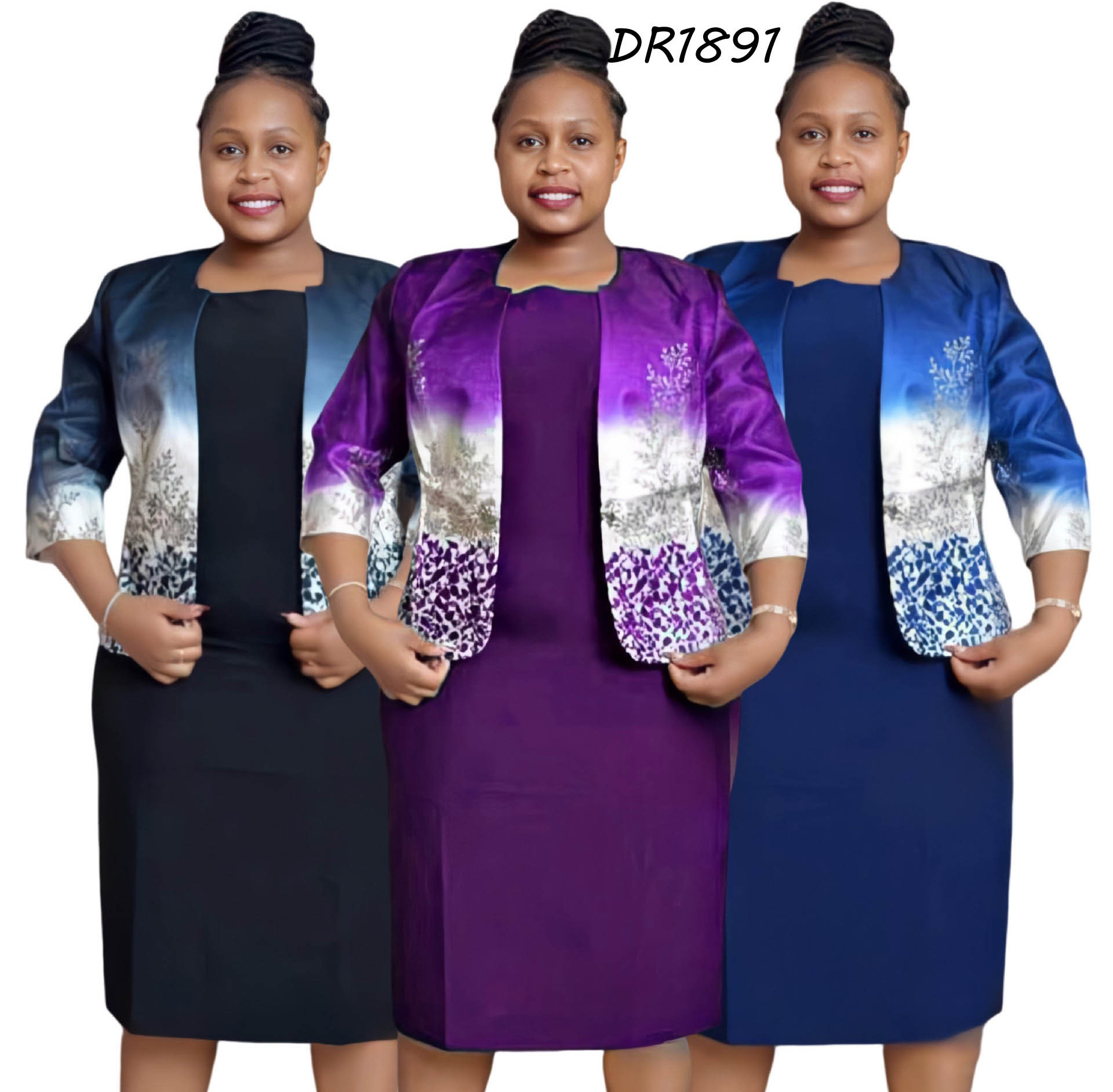 Wholesale Turkey Women Office Dress Africa Clothes Plus Size Print Pencil Skirt 2 piece Skirt suit