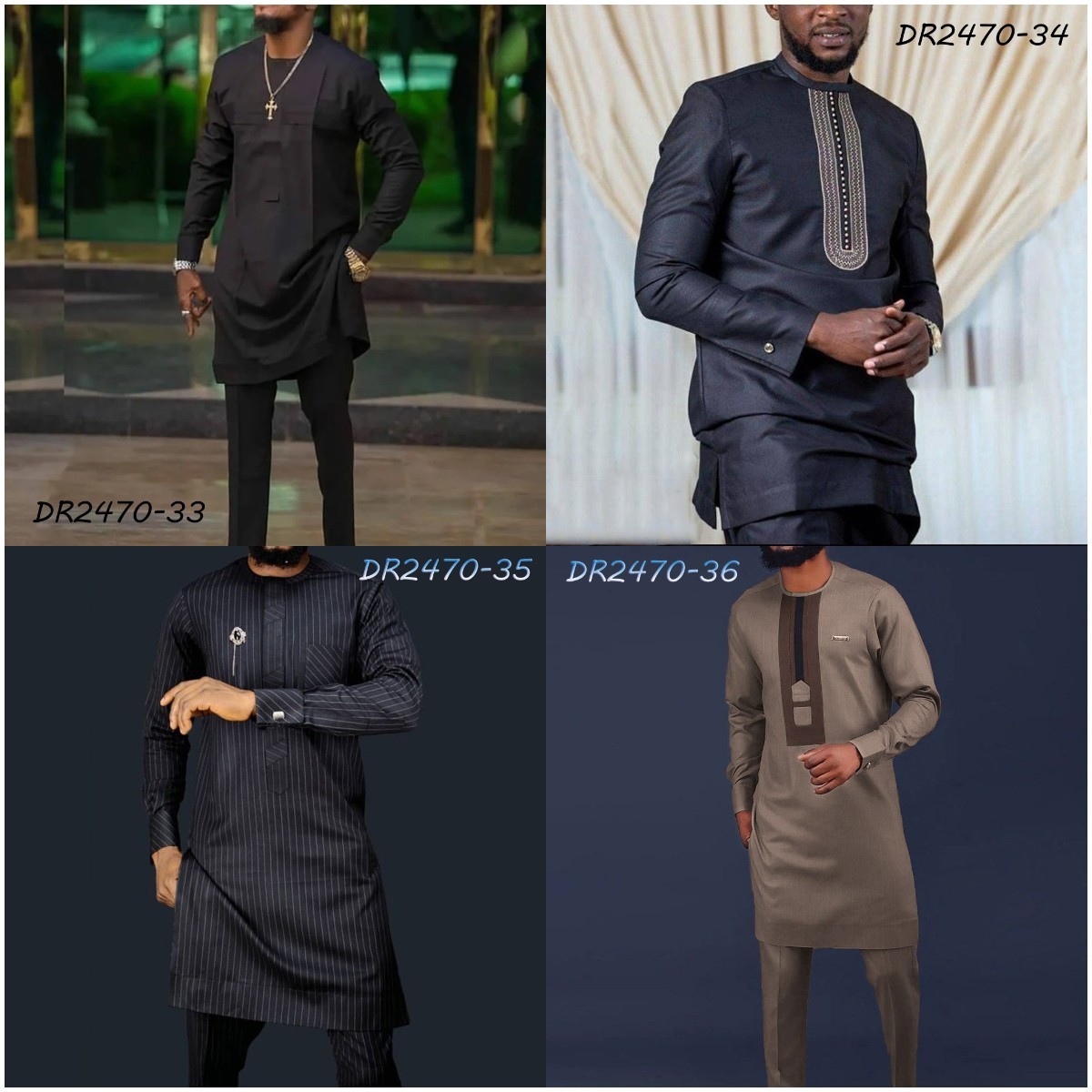 2024 African Men Long Clothes Polyester Mens Suit Tops Shirt Pants 2 Pieces Set Cotton African Wedding Dresses Plus 4XL Size