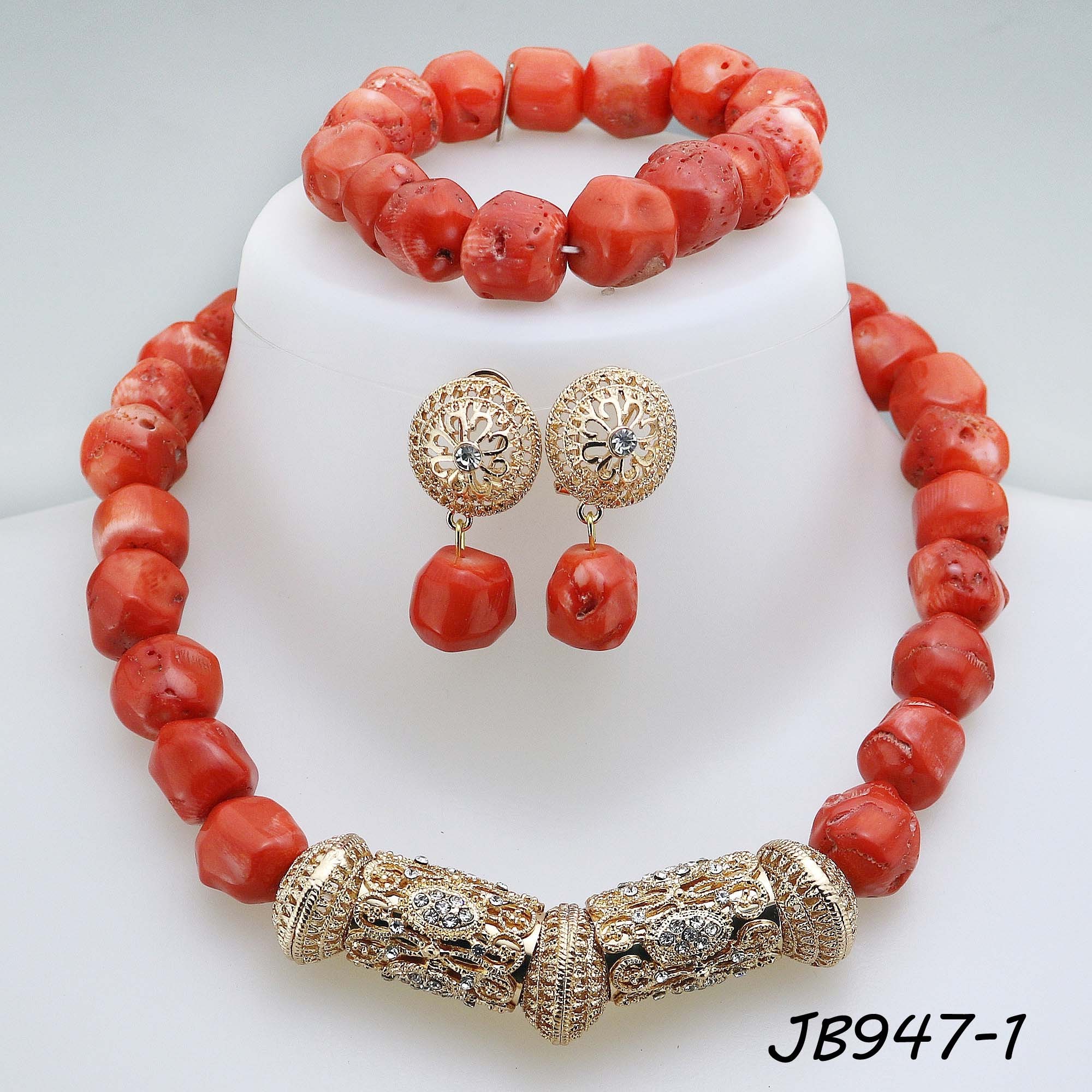 fashionable brazilian coral  jewelry,  gold plated bridal beads african jewelry set, gold jewellery dubai