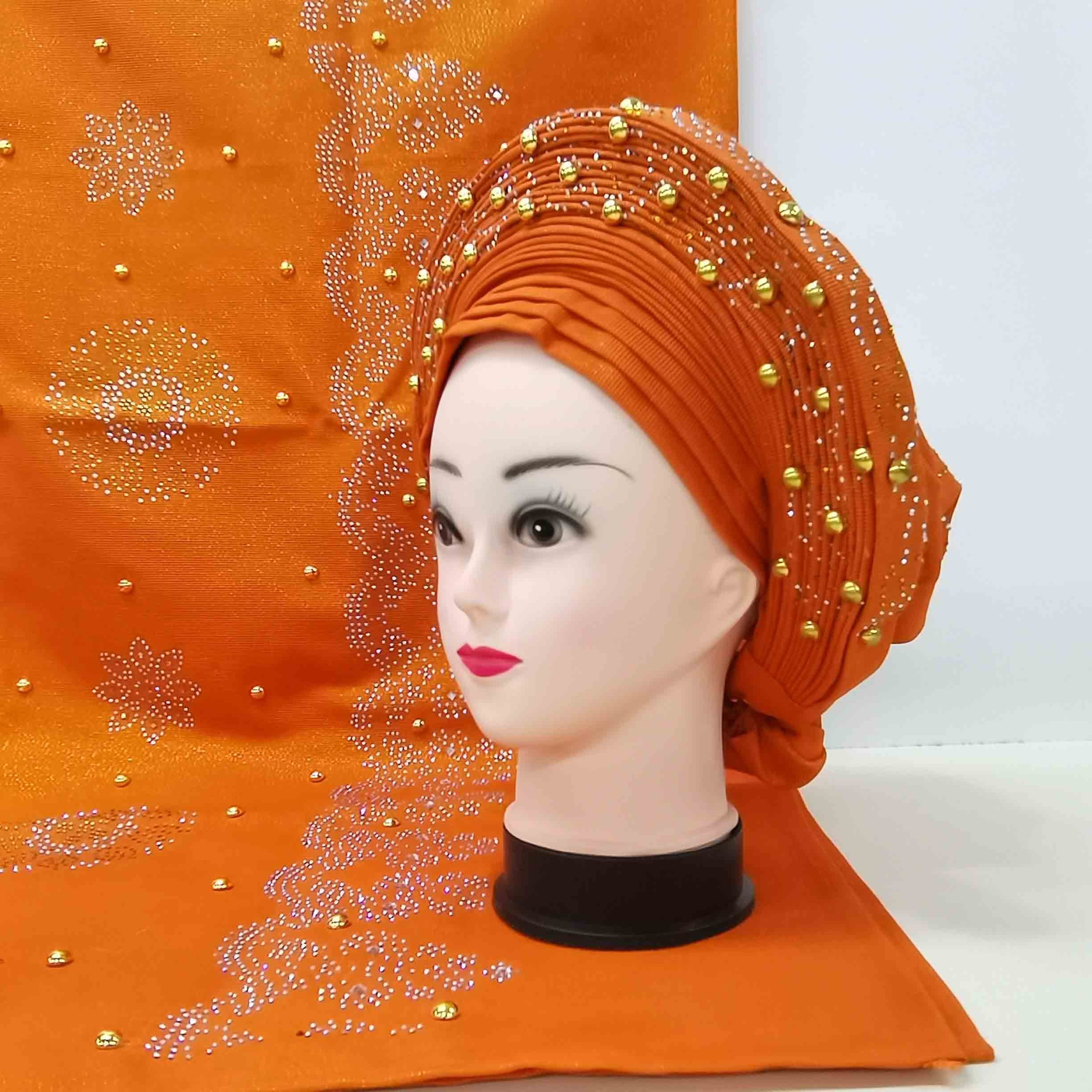 Auto gele aso oke headtie for aso ebi ready to wear beaded stones headtie gele