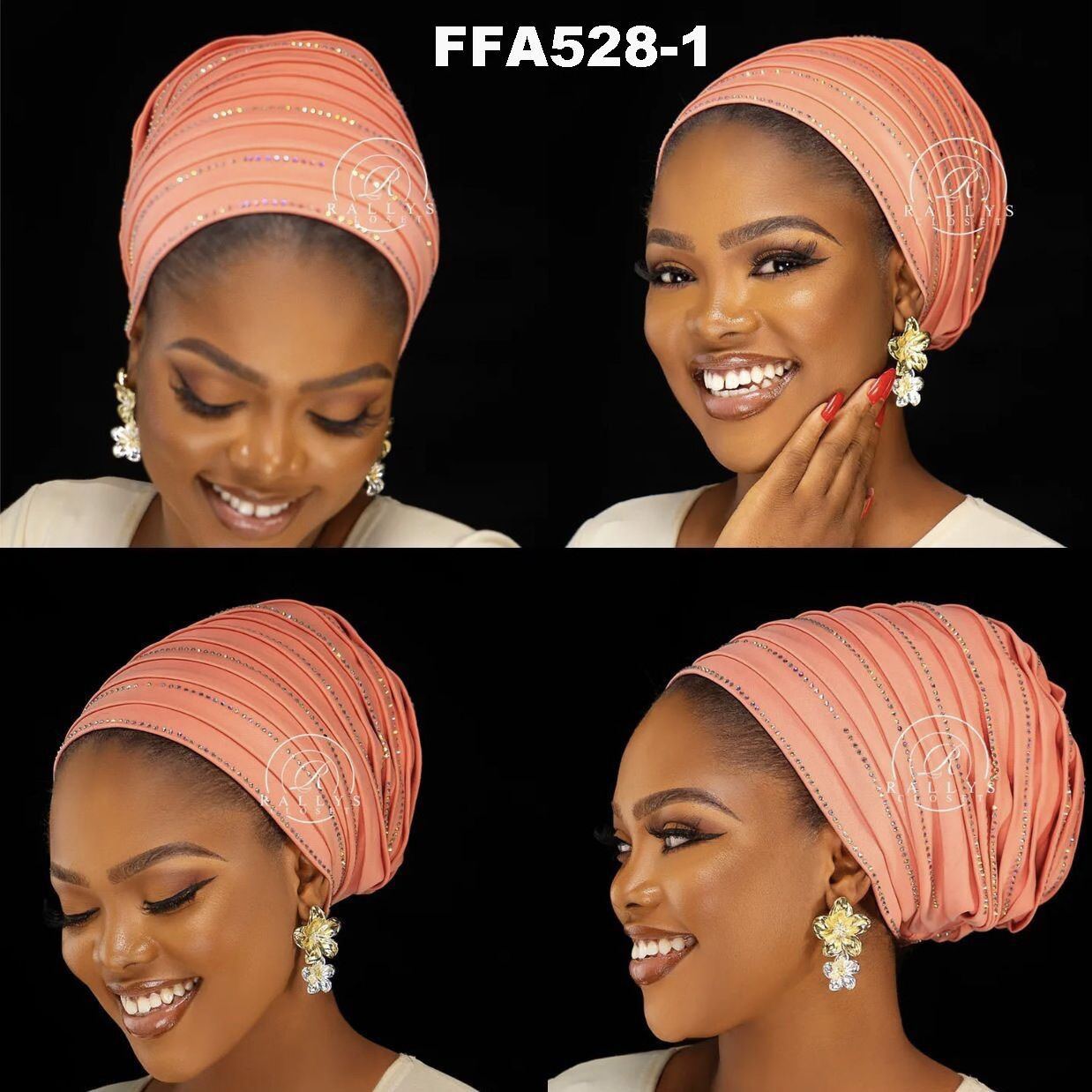 2023 new designs of nigeria headtie auto gele Stoned Aso Oke Ready Made Gele