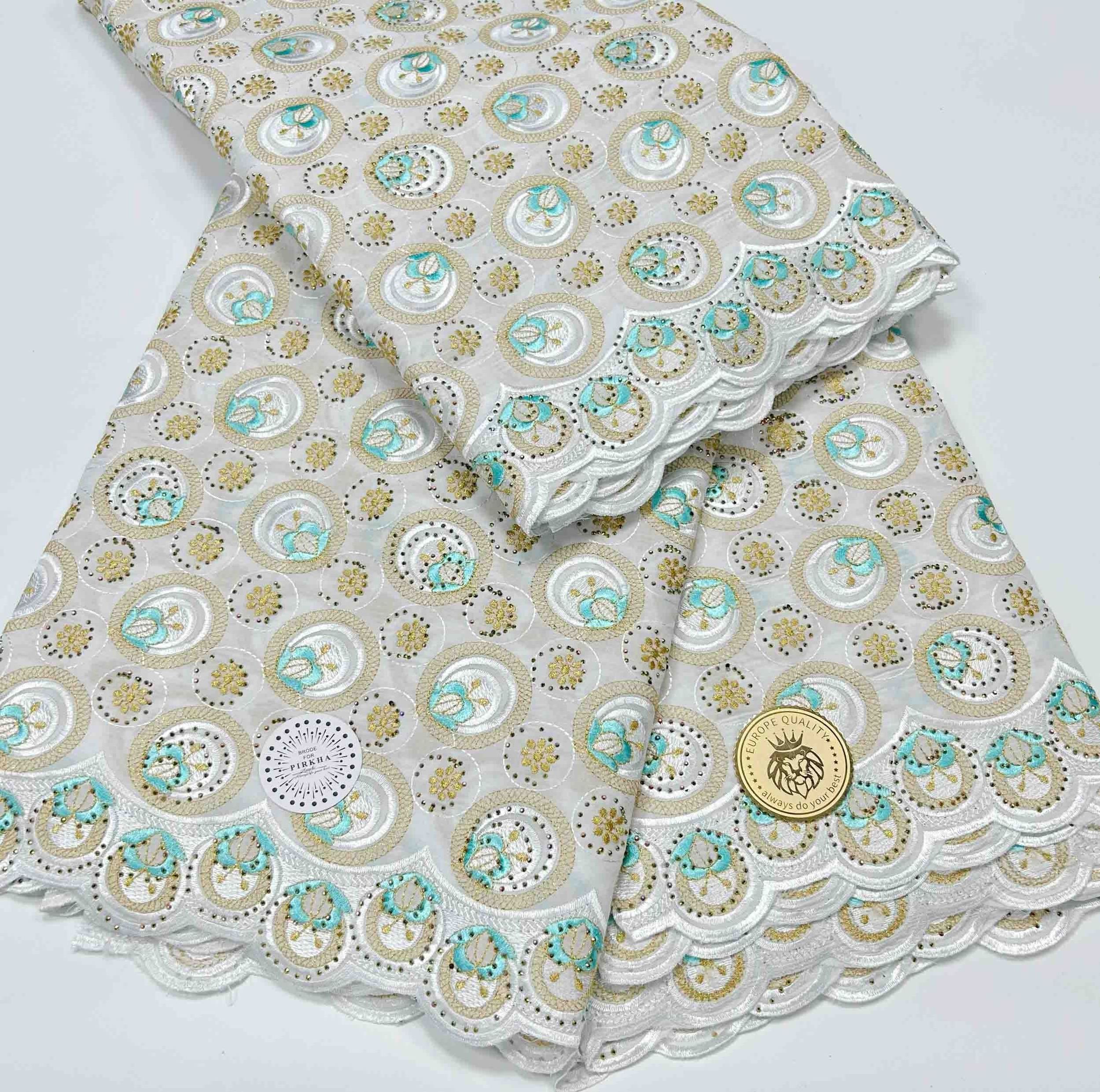 2024 Latest Swiss voile lace African white fabric With Stones Nigerian Embroidered Lace