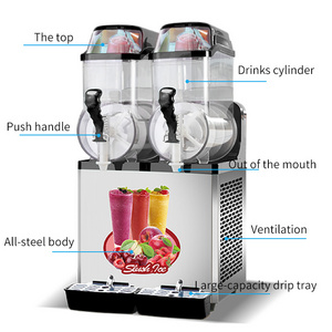 MK-SM21  2 Tank automatic fruit  shake frozen drink slush vending machine with compressor for commercial