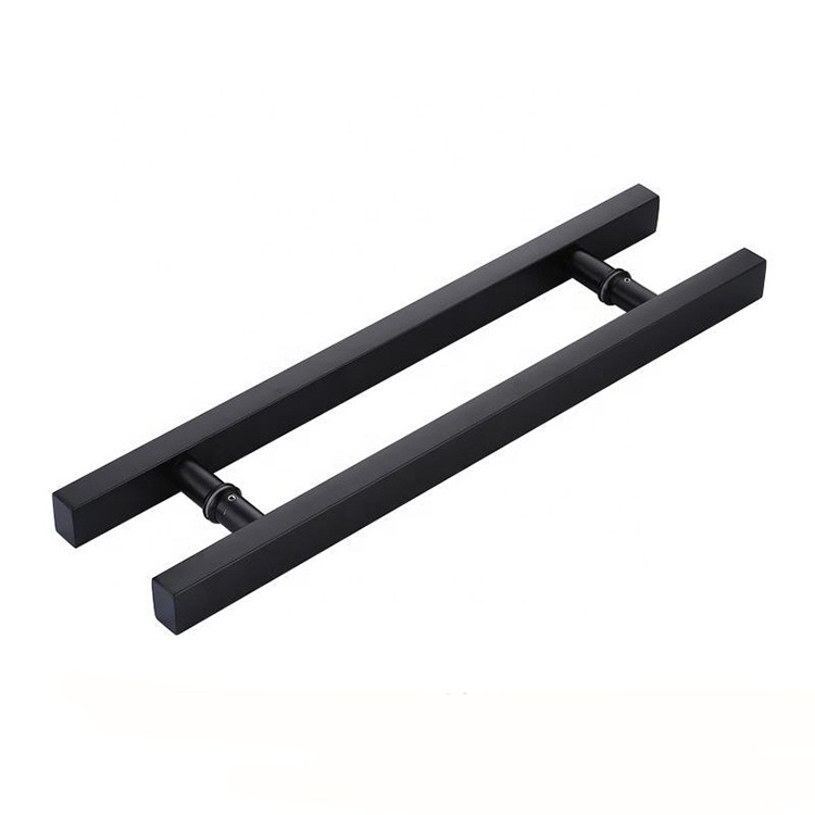 Sliding Entrance Long Main Modern Black Square Tube Lever Stainless Steel Luxury Double Sided Push Pull Wood Glass Door Handle