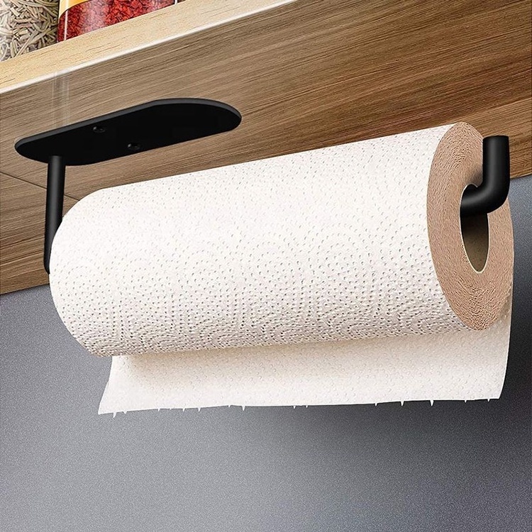 Stainless Steel No Drilling Bathroom Cabinet Under Tissue Holder 3M Adhesive Large Capacity  Kitchen Paper Towel Roll Holder