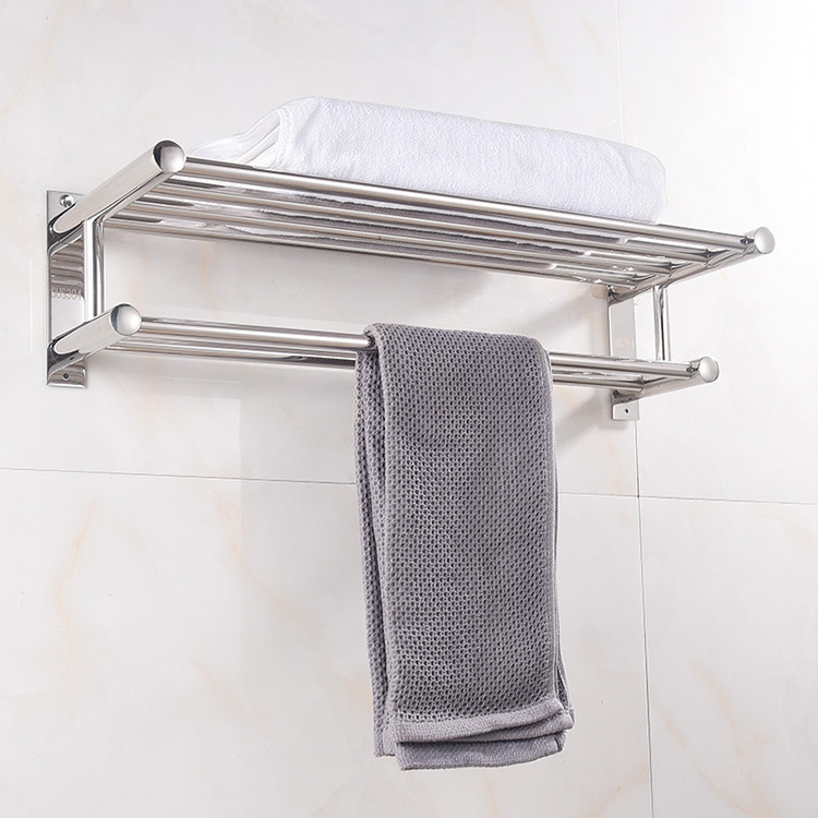 OEM SUS 304 Bathroom Accessories Bath Shelf Holder Sale Fashion Wall Mounted Stainless Steel Towel Rack