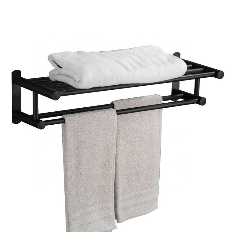 OEM Black SUS 304 Bathroom Accessories Contracted Wall Mounted Stainless Steel Bath Towel Rack