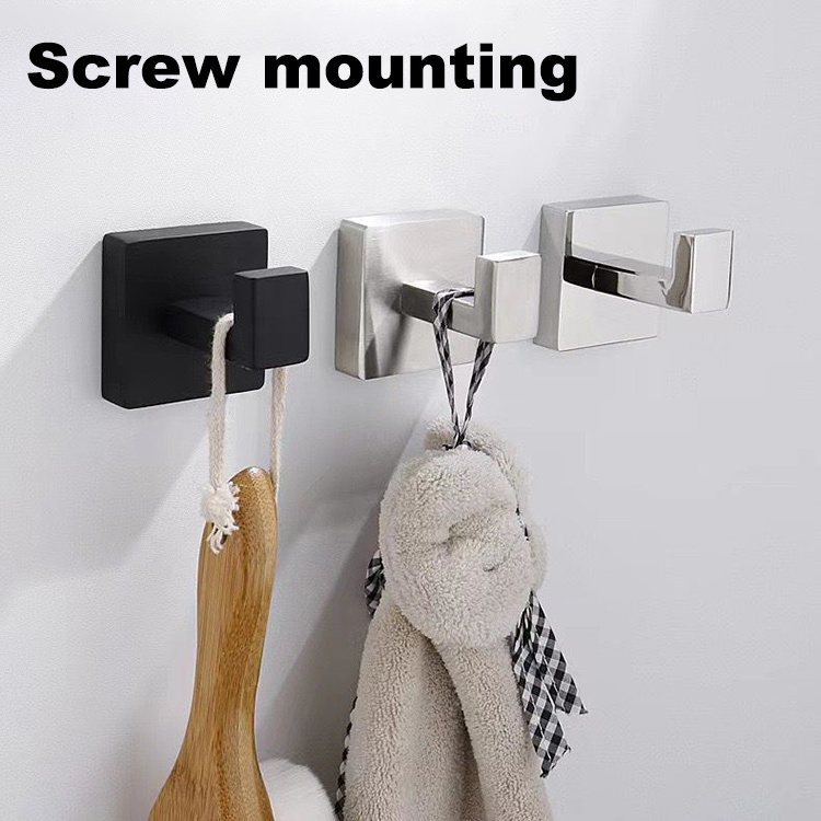 Towel Clothes Wall Mounted Hanger Robe Hook Bathroom Kitchen Towel Robe Hooks Adhesive Wall Metal Robe Coat Rack Clothes Hook