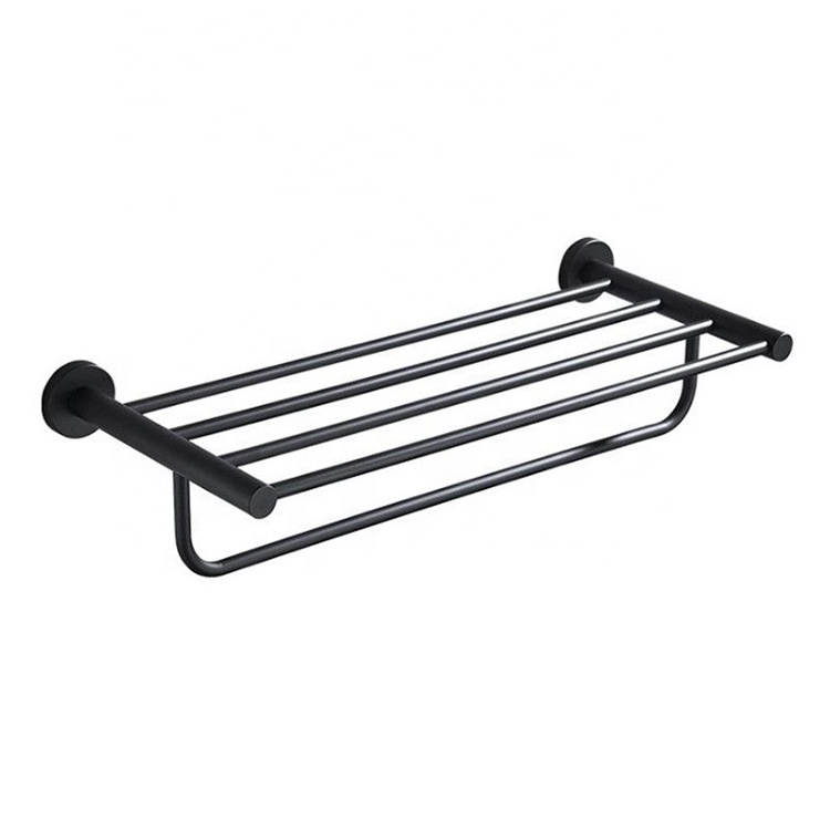 OEM Black SUS 304 Bathroom Accessories Contracted Wall Mounted Stainless Steel Bath Towel Rack