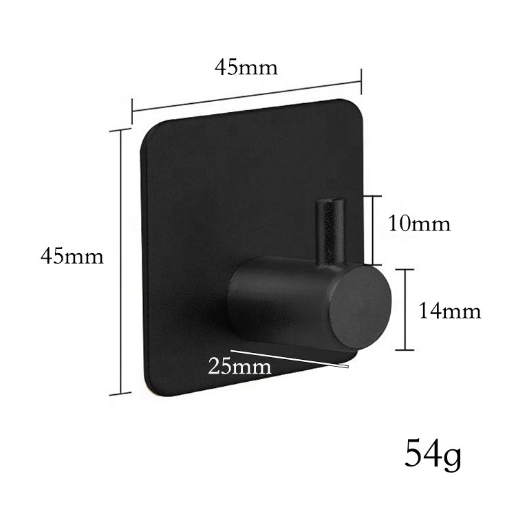 Wall Mounted No Drill 3m Self Adhesive Kitchen Bathroom Black Square Robe Hooks