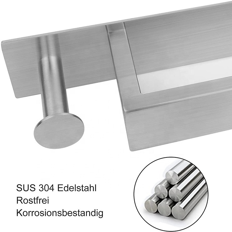 No Drilling Towel Rack With Hooks Guest Towel Holder Stainless Steel SUS304 Adhesive Bathroom Towel Rack