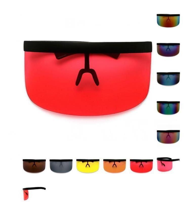 Oversized Shield Visor Sunglasses Women Flat Shades Men Windproof Eyewear Sun Glasses Fashion Sunglasses Big Frame Sunglasses PC