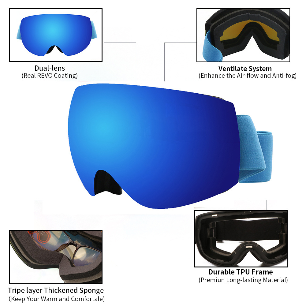 Snowboard Glasses Double Layers Anti-fog UV400 Lens Big Mask Men Women Winter Snow Snowmobile Gafas Skiing Eyewear Ski Goggles