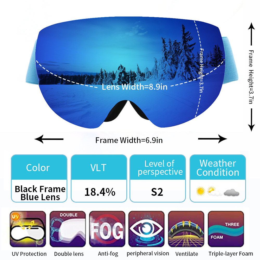 Snowboard Glasses Double Layers Anti-fog UV400 Lens Big Mask Men Women Winter Snow Snowmobile Gafas Skiing Eyewear Ski Goggles