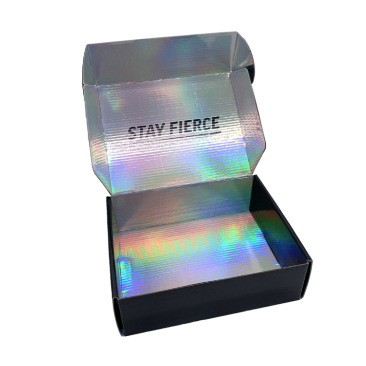 Custom luxury black holographic cosmetic clothes packaging gift box