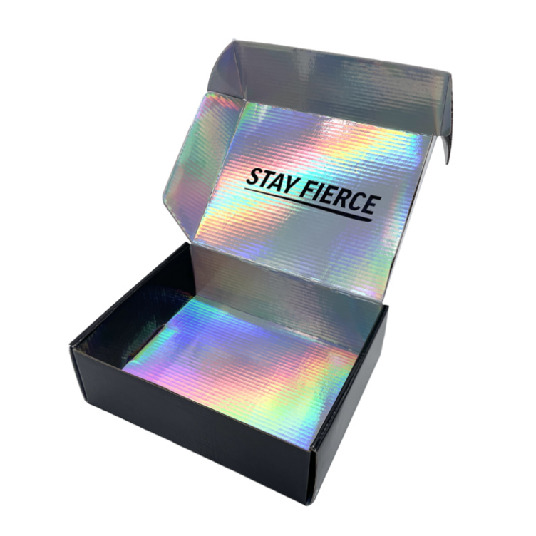 Custom luxury black holographic cosmetic clothes packaging gift box