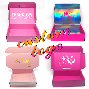 Custom Logo Corrugated Packaging Cardboard Carton Shipping Mailer Box Pink Cosmetic Set Cosmetics Mailing Skin Care Boxes