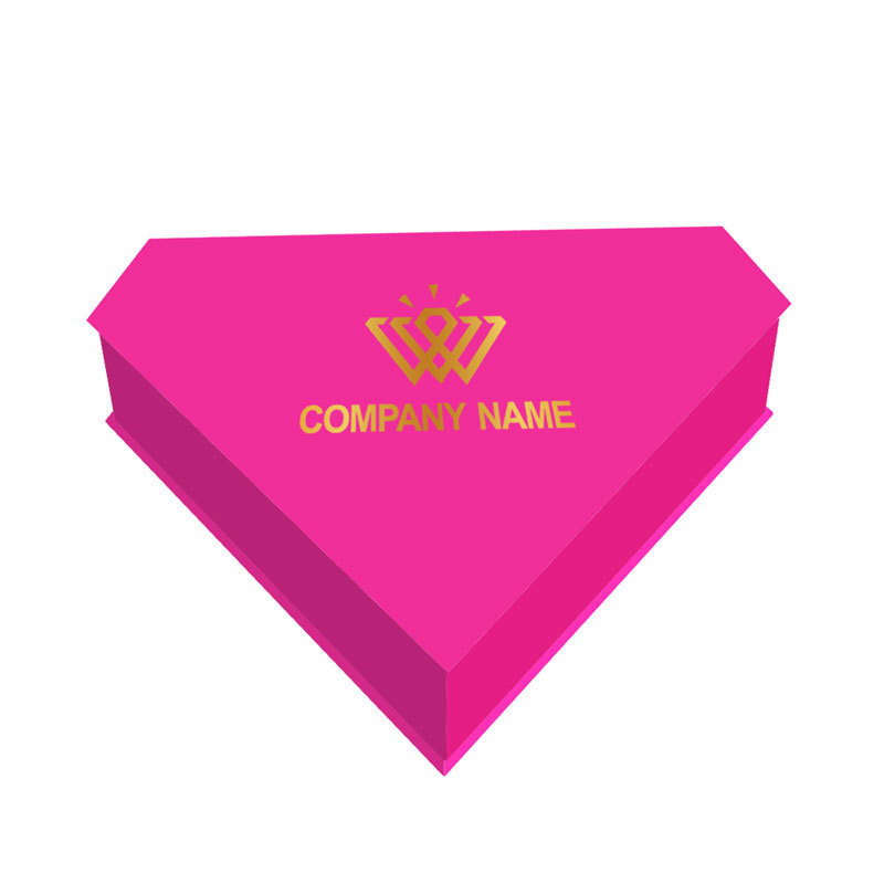 Suppliers Wholesale Custom Luxury Hair extention Wig Packaging Boxes Hot Pink Diamond Shape gift Box with Logo Printing