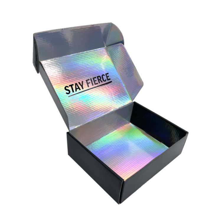 Custom luxury black holographic cosmetic clothes packaging gift box