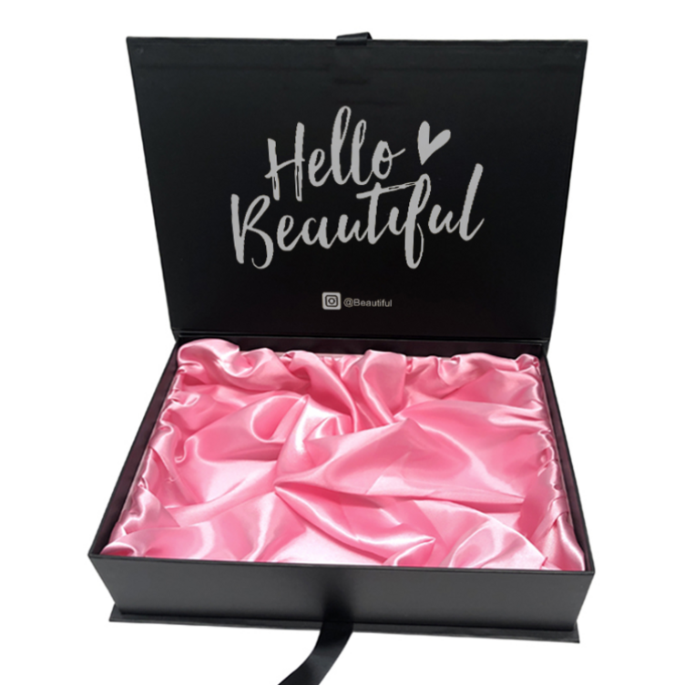 Custom Logo hair packaging boxes Luxury black bundles wig packaging for hair extension box