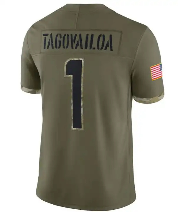 2022 Salute To Service 1 Tua Tagovailoa 10 Tyreek Hill 17 Jaylen Waddle Wholesale Stitched Men's Football Jerseys