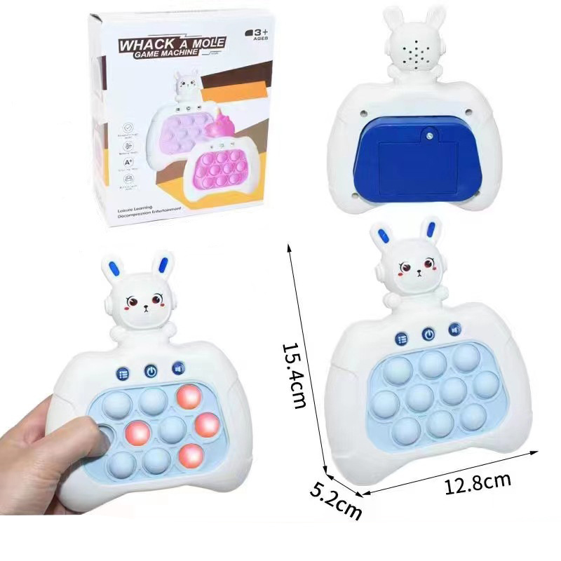 Mikii Pop Fidget Fast Push Game Handheld Bubble Game Console Toy for Kids Adults Light up Puzzle Speed Push Game Fidget Toy