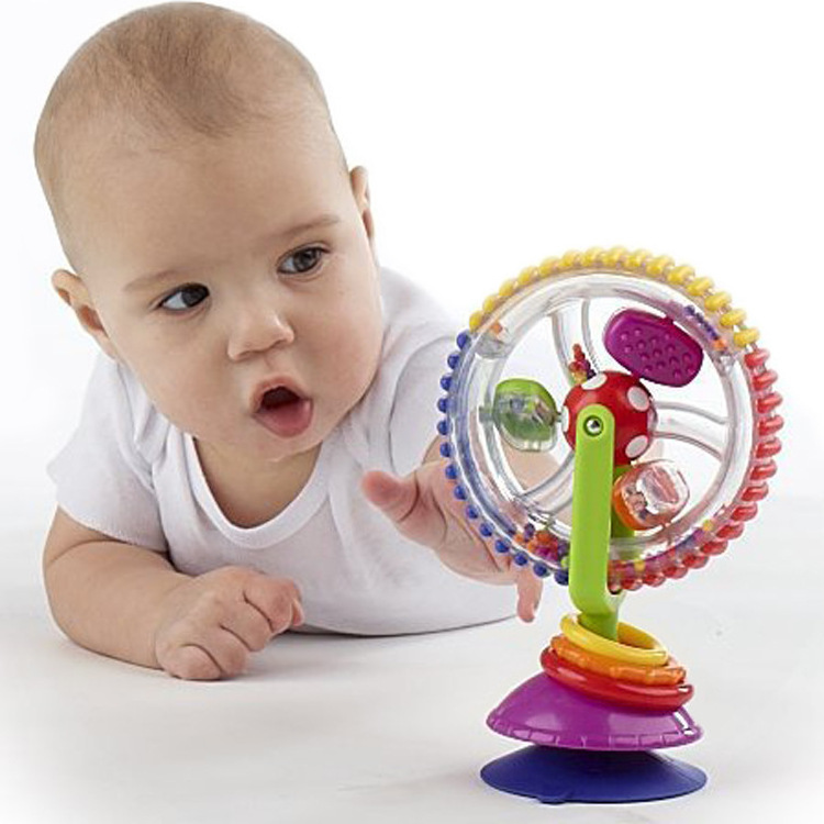 Baby feeding three-color rotating Ferris wheel baby with suction cup children rattle table toys