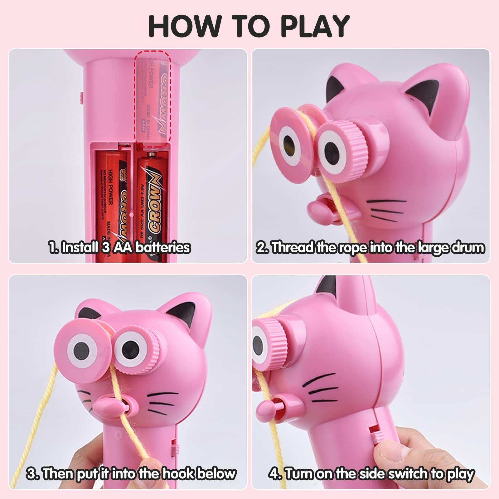 Tiktok Hot Selling Loop Lasso String Shooter Toy Teaser Electric Pet Cat Teaser Toy Electric Rope Launcher Propeller Novelty Toy