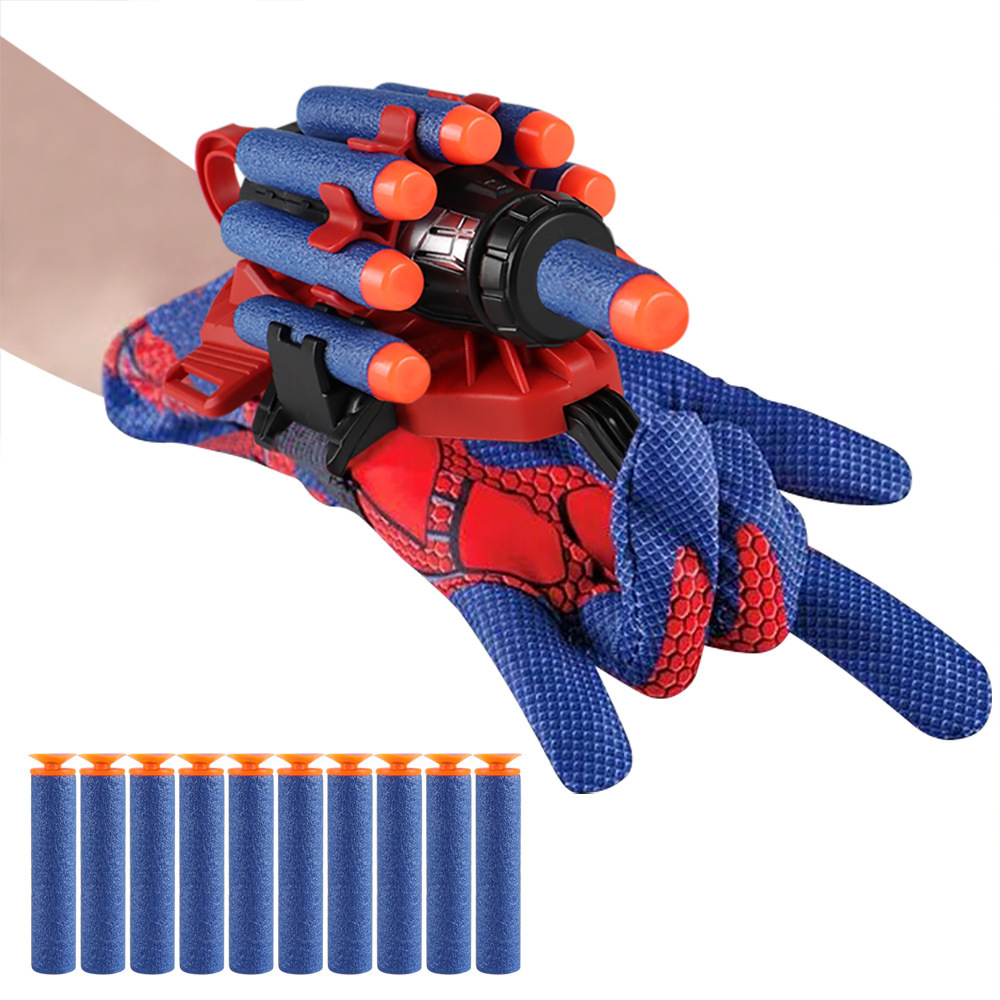 Tiktolk Hot Selling Web Shooter Toys Real With Rope Amazing Spider Gloves Man Web Shooter Toy Set For Kids