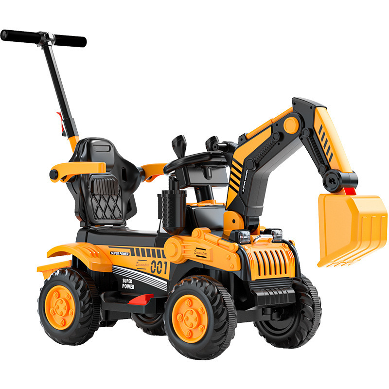 Children's electric excavator engineering vehicle boy and girl baby can sit on human remote control spray push toy car