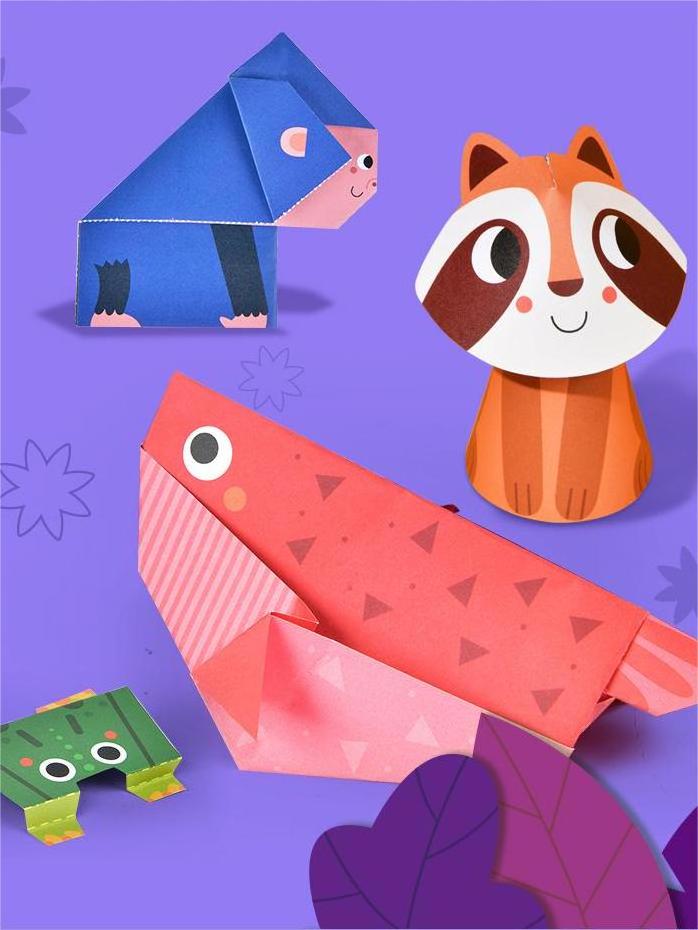 DIY Animal Paper Art Kit 3D Origami Paper Craft for Kids Hand-eye Coordination and Cognitive Development