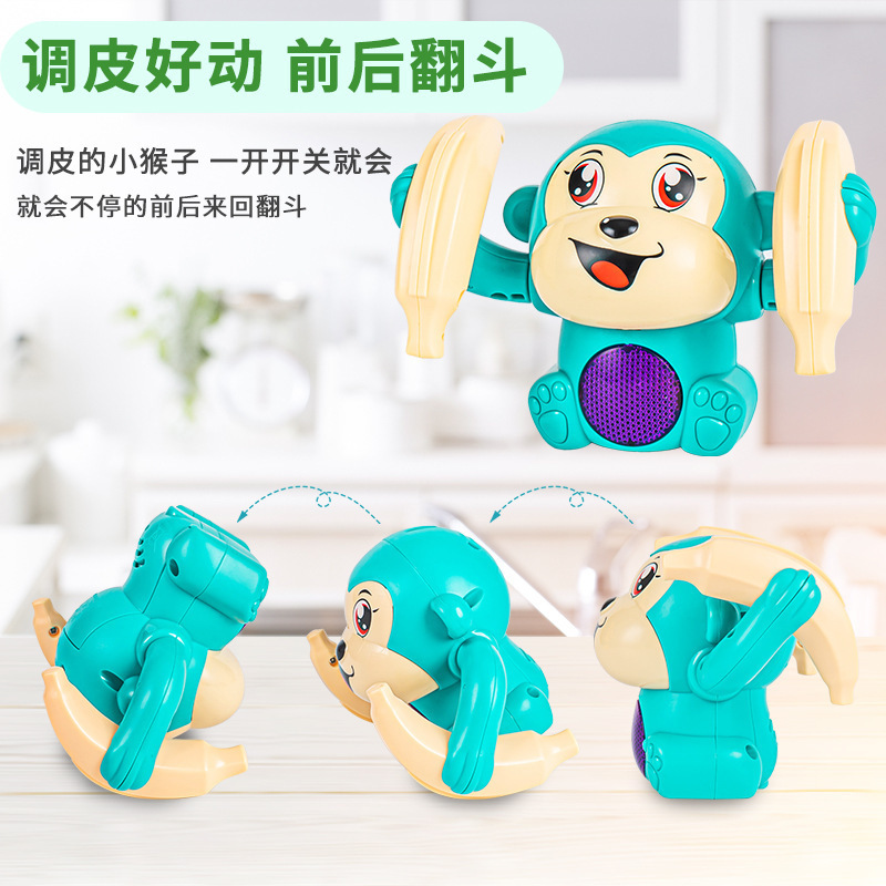 New sound-activated light-emitting little monkey somersault baby rolling monkey children's electric toy