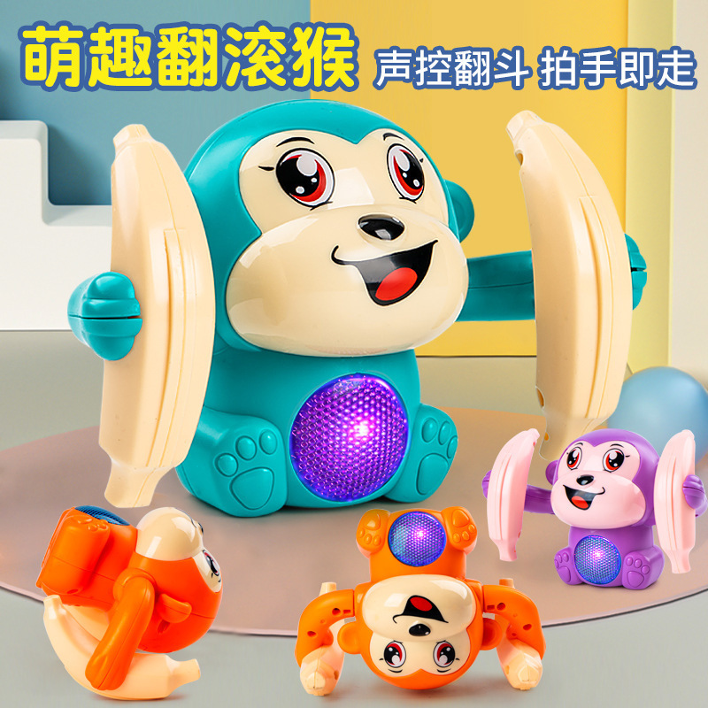 New sound-activated light-emitting little monkey somersault baby rolling monkey children's electric toy