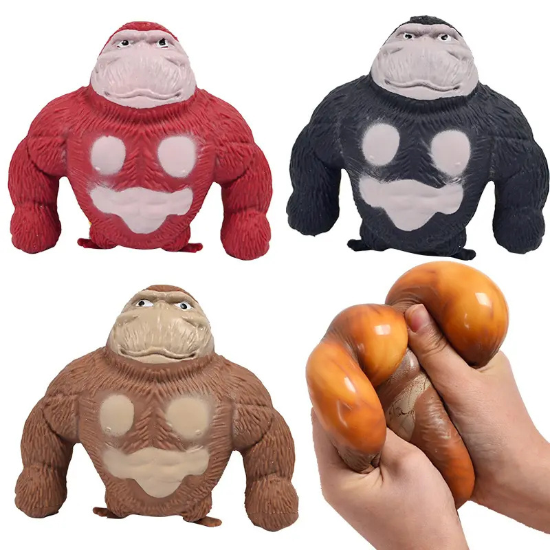 Funny Monkey Toy Figure for Kids and Adults Stretch Gorilla Toy Decompress and Squeeze Stress Relief Toy for Children Gift for E