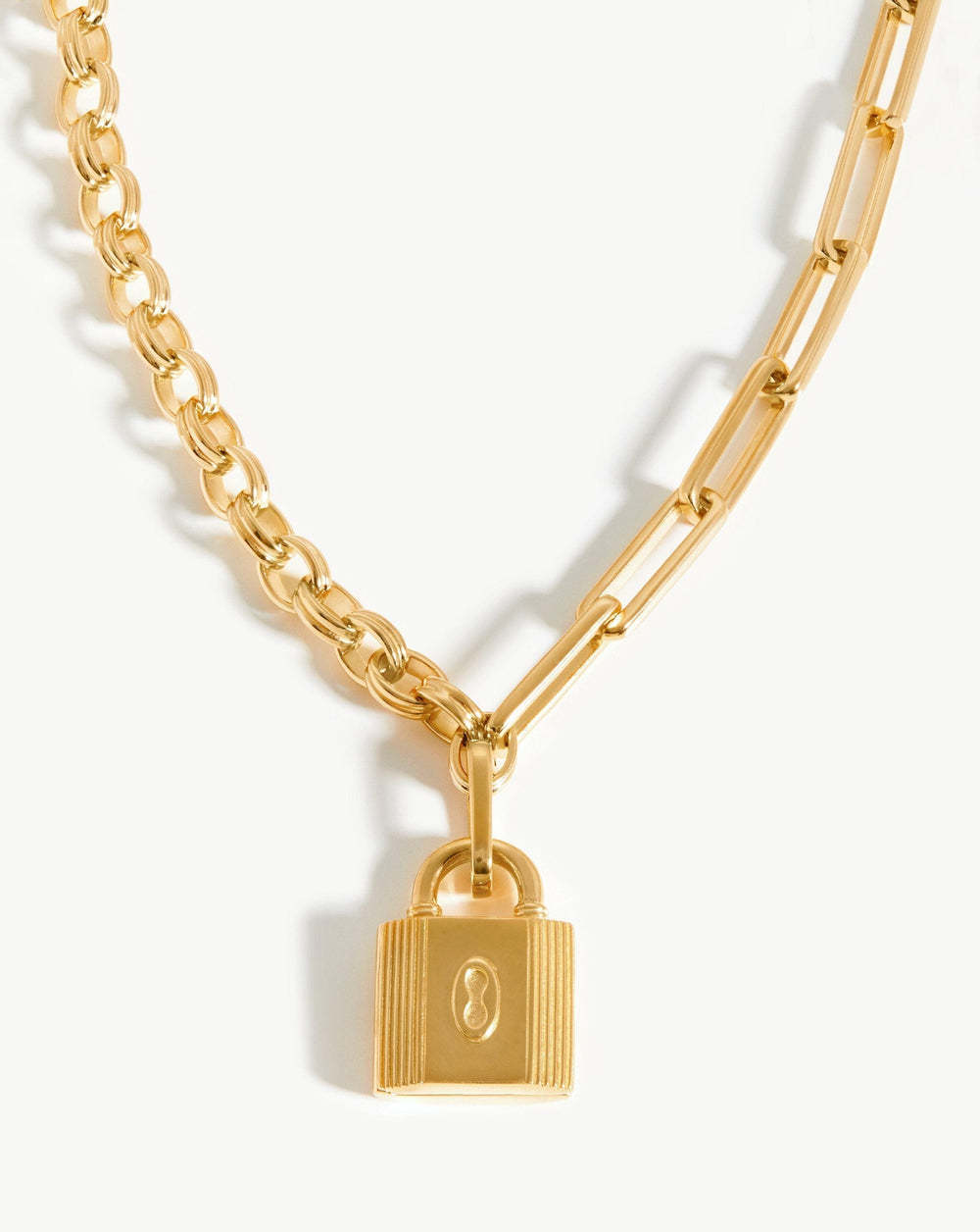 18k Gold Plated Fashion Jewelry Ridge Padlock Chain Necklace For Wedding Anniversary Gift For Women