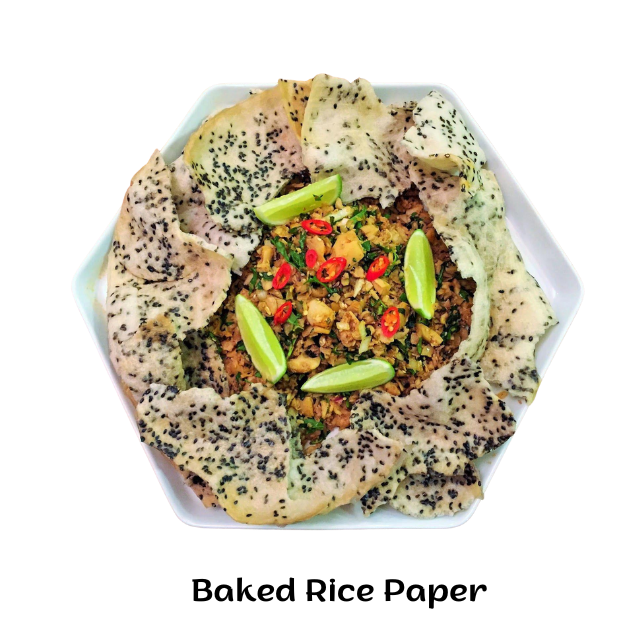 chinese rice paper elliptic lampshade Rice Snacks 130 Gram Delicious Eat with Salad Mixed Quang Noodles, Eat as Snacks, Cracker