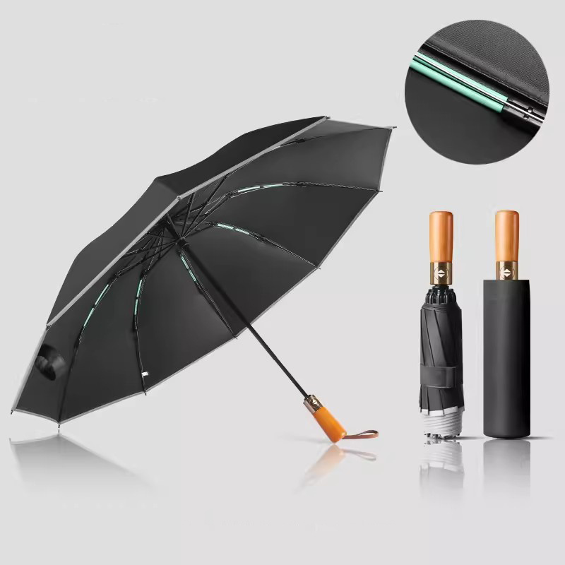 high quality 23 inch 10k gentleman automatic parasol uv Customized reinforced Reverse car folding rain umbrella with logo