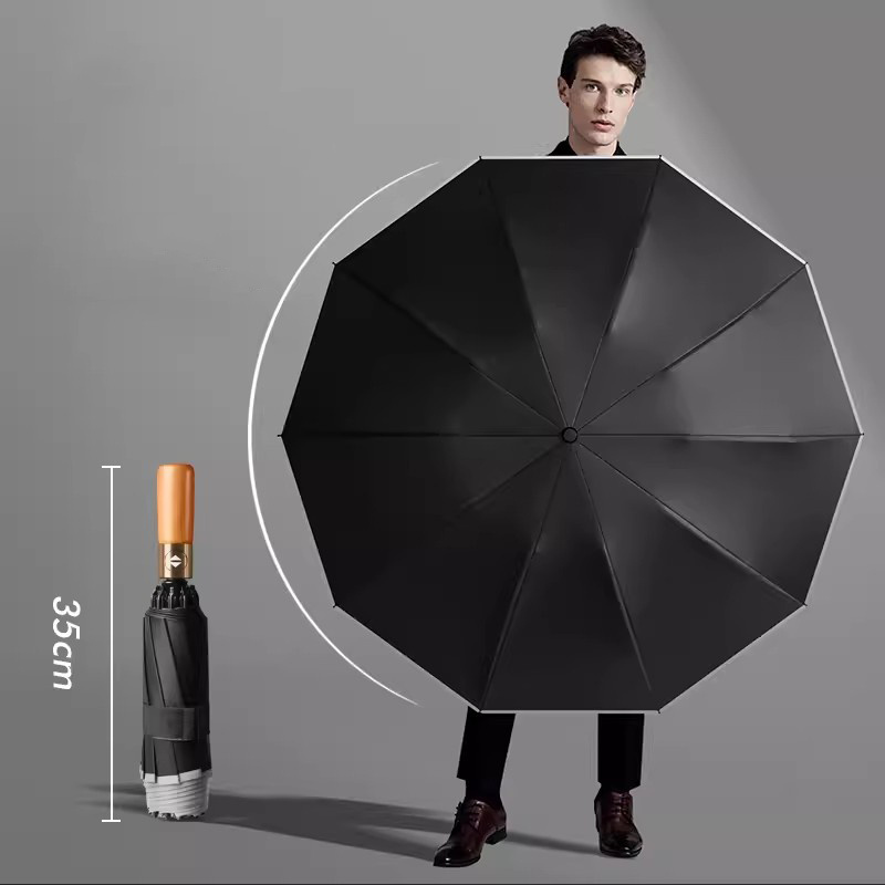 high quality 23 inch 10k gentleman automatic parasol uv Customized reinforced Reverse car folding rain umbrella with logo