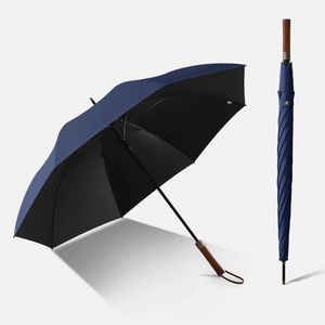 umbrellas 27inch 8k black coating straight Solid wood handle uv Print logo custom golf umbrella