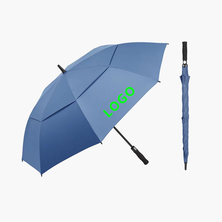 OEM double layer windproof big 30inch 8k reversible straight car Men adult custom logo printing golf rain umbrellas with logo