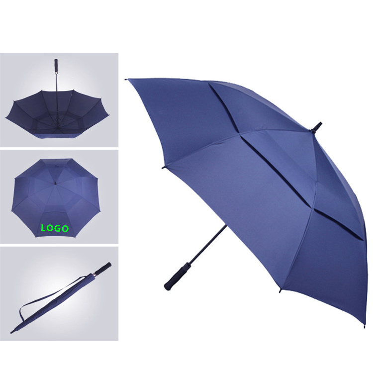 OEM double layer windproof big 30inch 8k reversible straight car Men adult custom logo printing golf rain umbrellas with logo