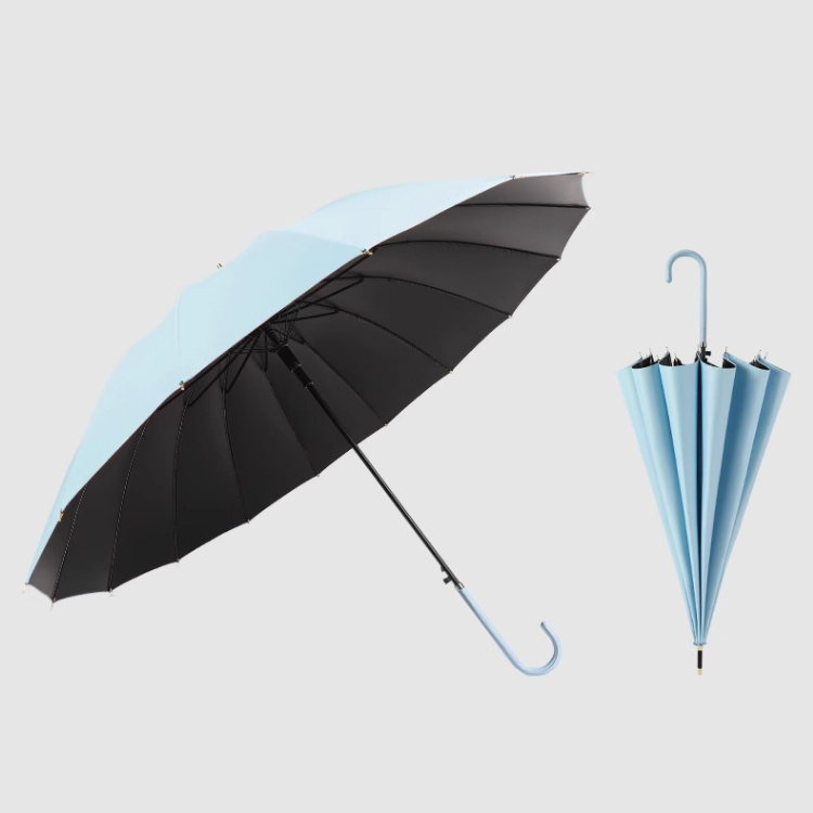 wholesale custom logo print parasols uv Black coating lady Boy student 23inch 16k Bend handle Straight umbrella