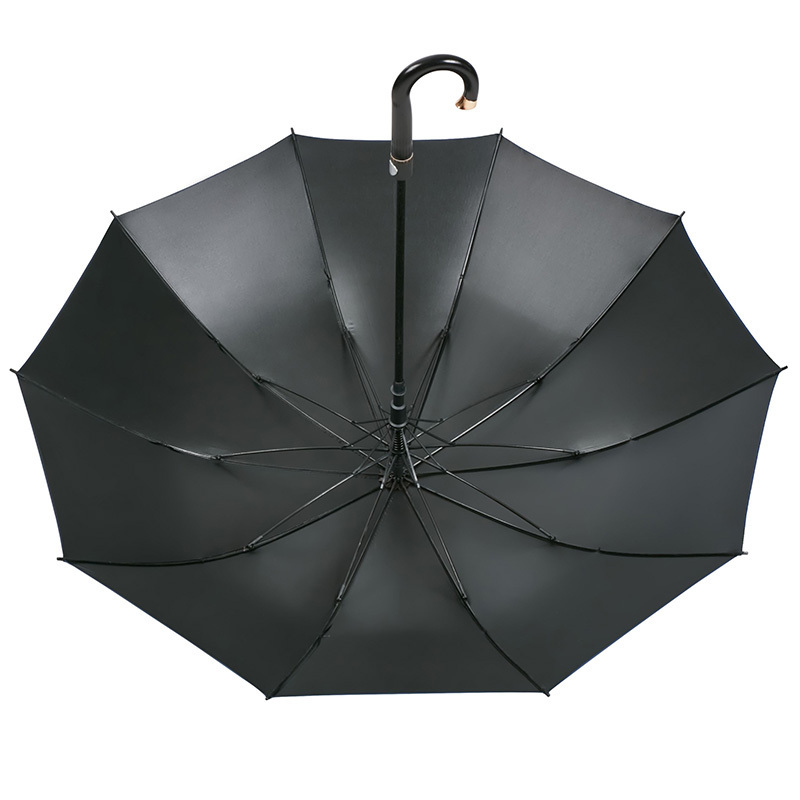 umbrellas customized Black coated 10 rib 27 inch glass fibre UV resistant straight rod umbrella