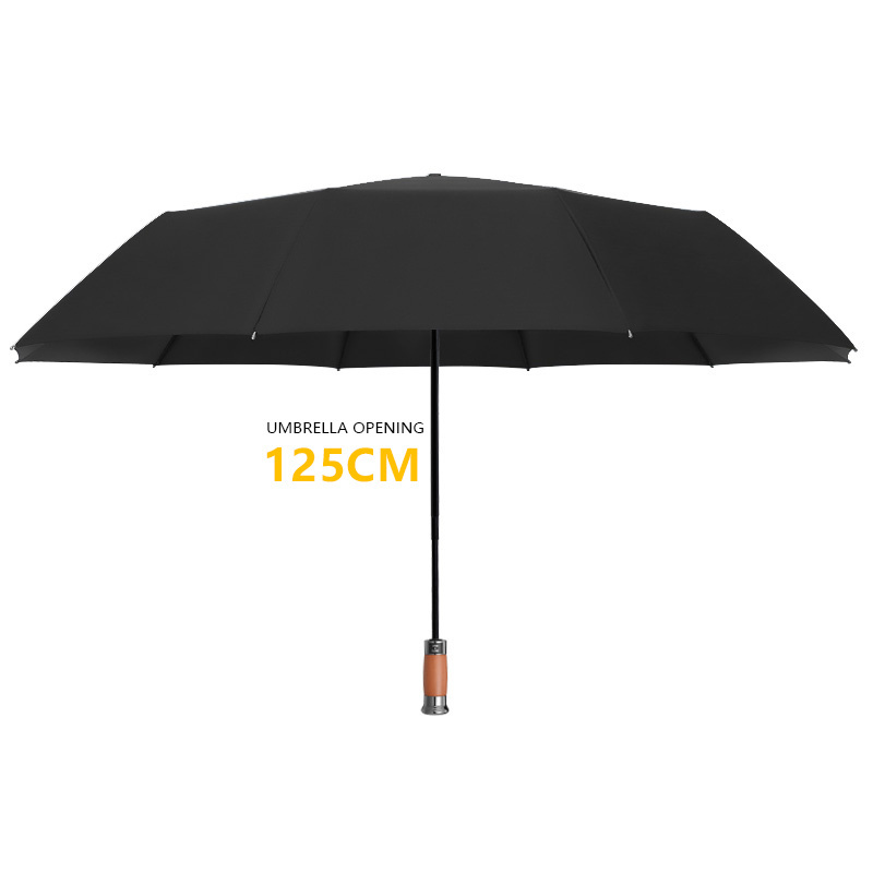 high quality luxury custom logo black waterproof 27inch Aluminum bone large size men 3 folding portable automatic rain umbrella