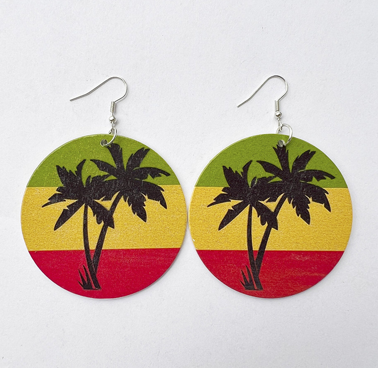 DIY Customized Designs African American Earrings Round Wooden Earrings African Women jewelry 2023