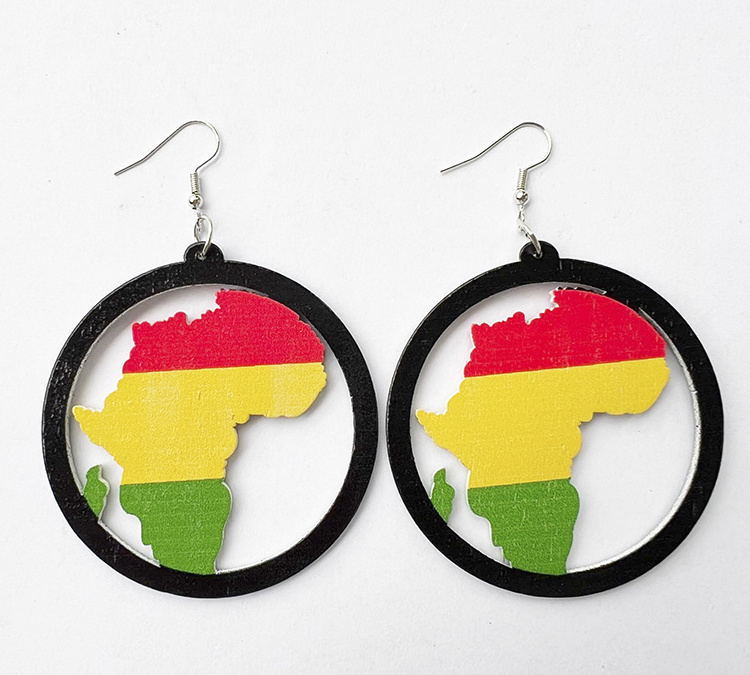 DIY Customized Designs African American Earrings Round Wooden Earrings African Women jewelry 2023