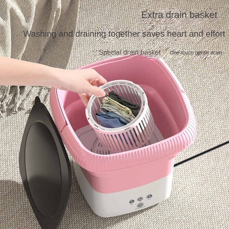 Foldable Single Tub Laundry Washer With Spin Dry Portable Mini Folding Washing Machine